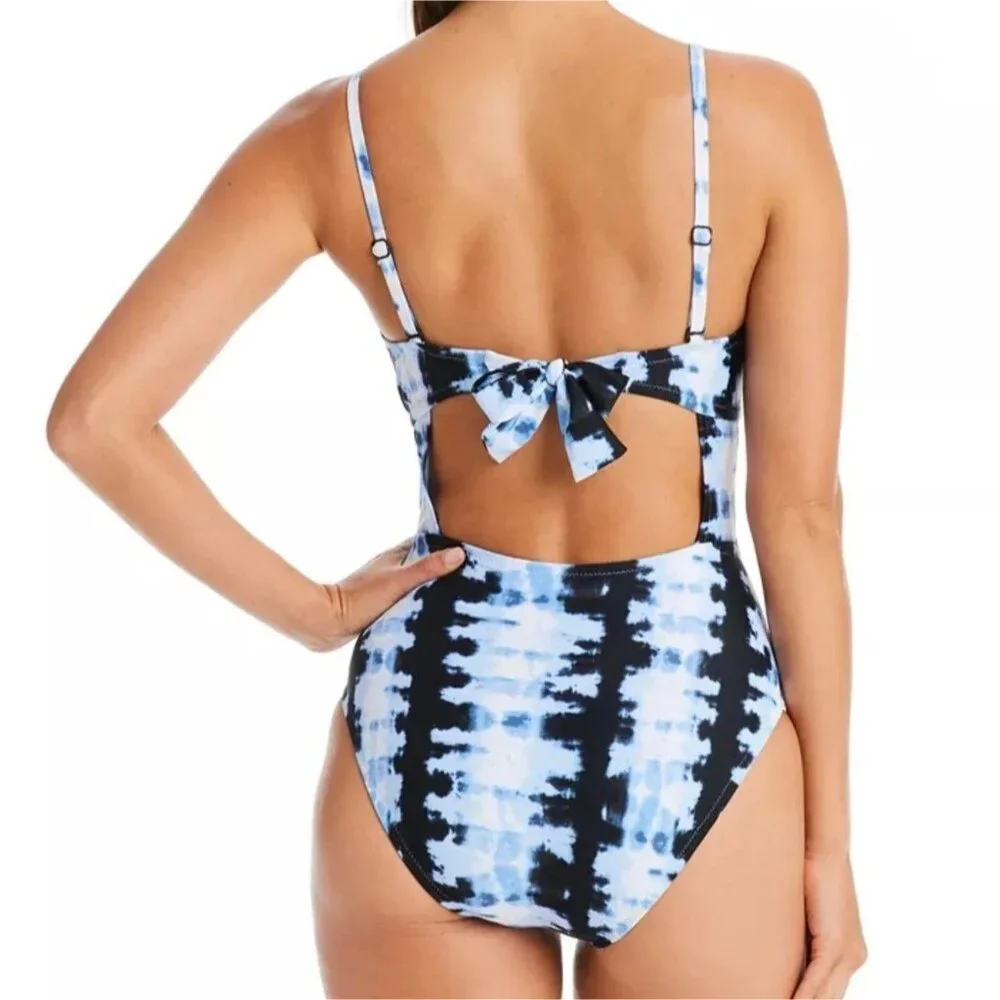 Bar III S Keyhole Peri Allure Shibori Tie-Dye One-piece Swimsuit Cutout Swimwear